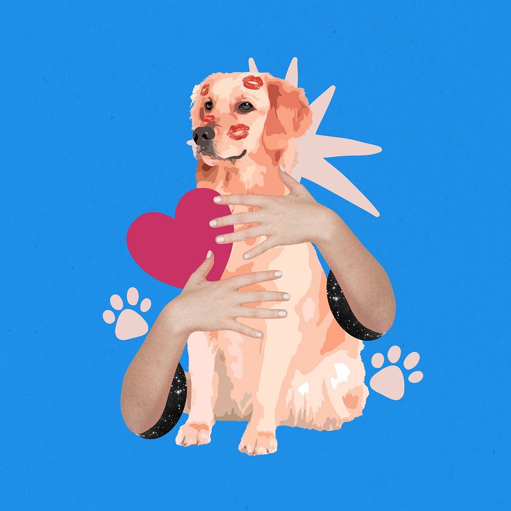 Pet dog lover, creative animal collage