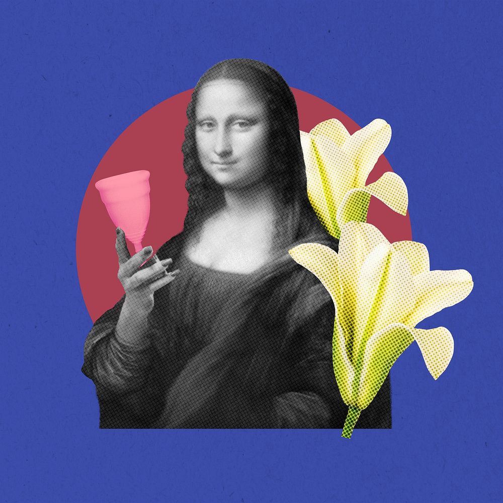 Mona Lisa feminine health, creative wellness collage, remixed by rawpixel