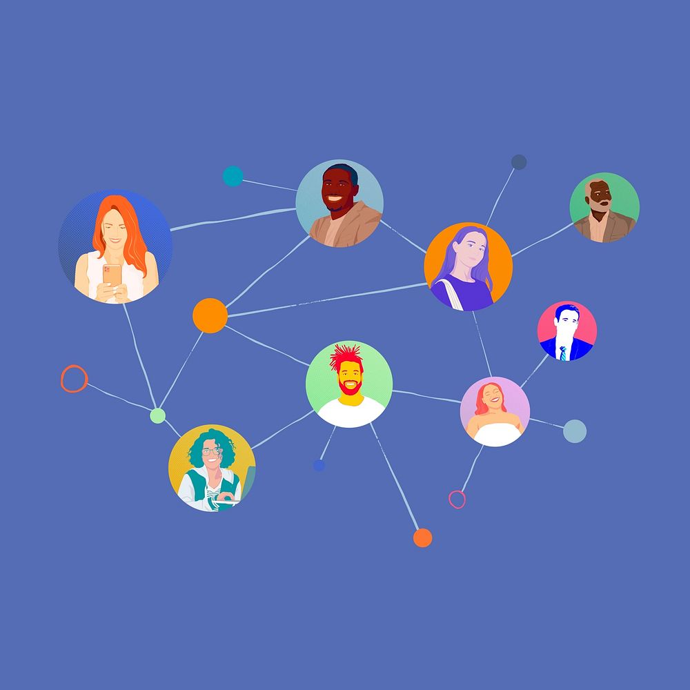 Diverse people social network, creative communication collage