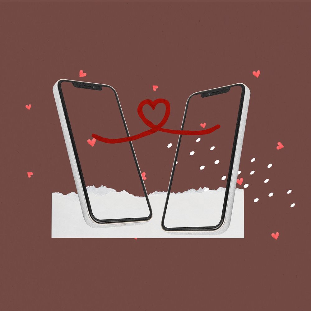 Online dating smartphones, creative collage