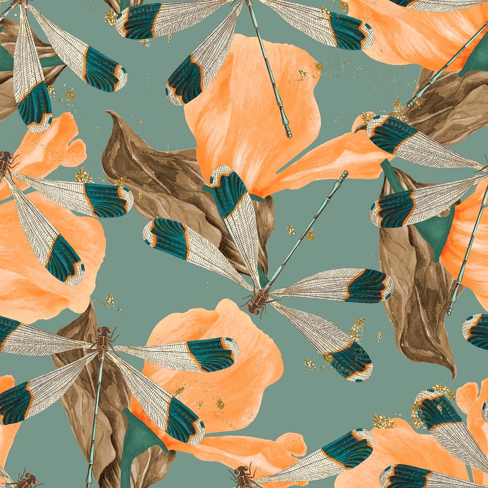 George Shaw's seamless butterfly background, exotic flower pattern