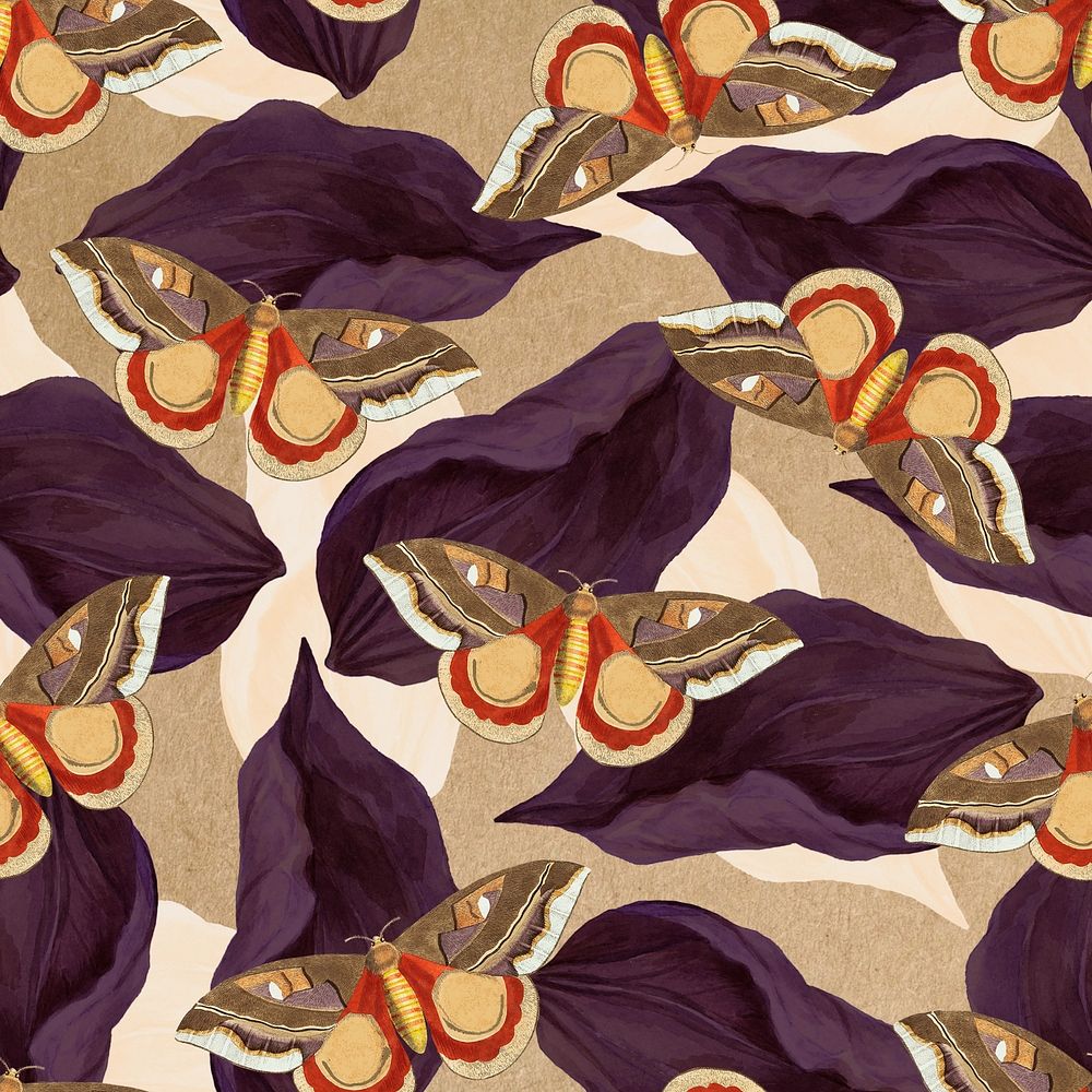 Vintages butterfly seamless pattern, nature remix from The Naturalist's Miscellany by George Shaw