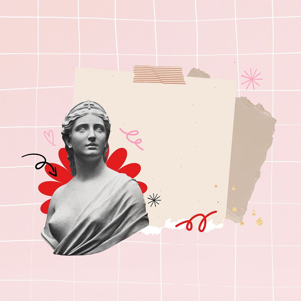 Greek goddess collage element, pink design