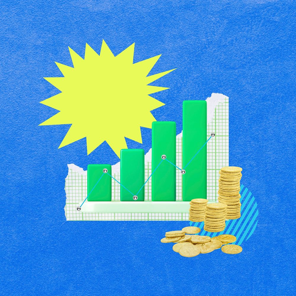 Business growth collage element, blue design