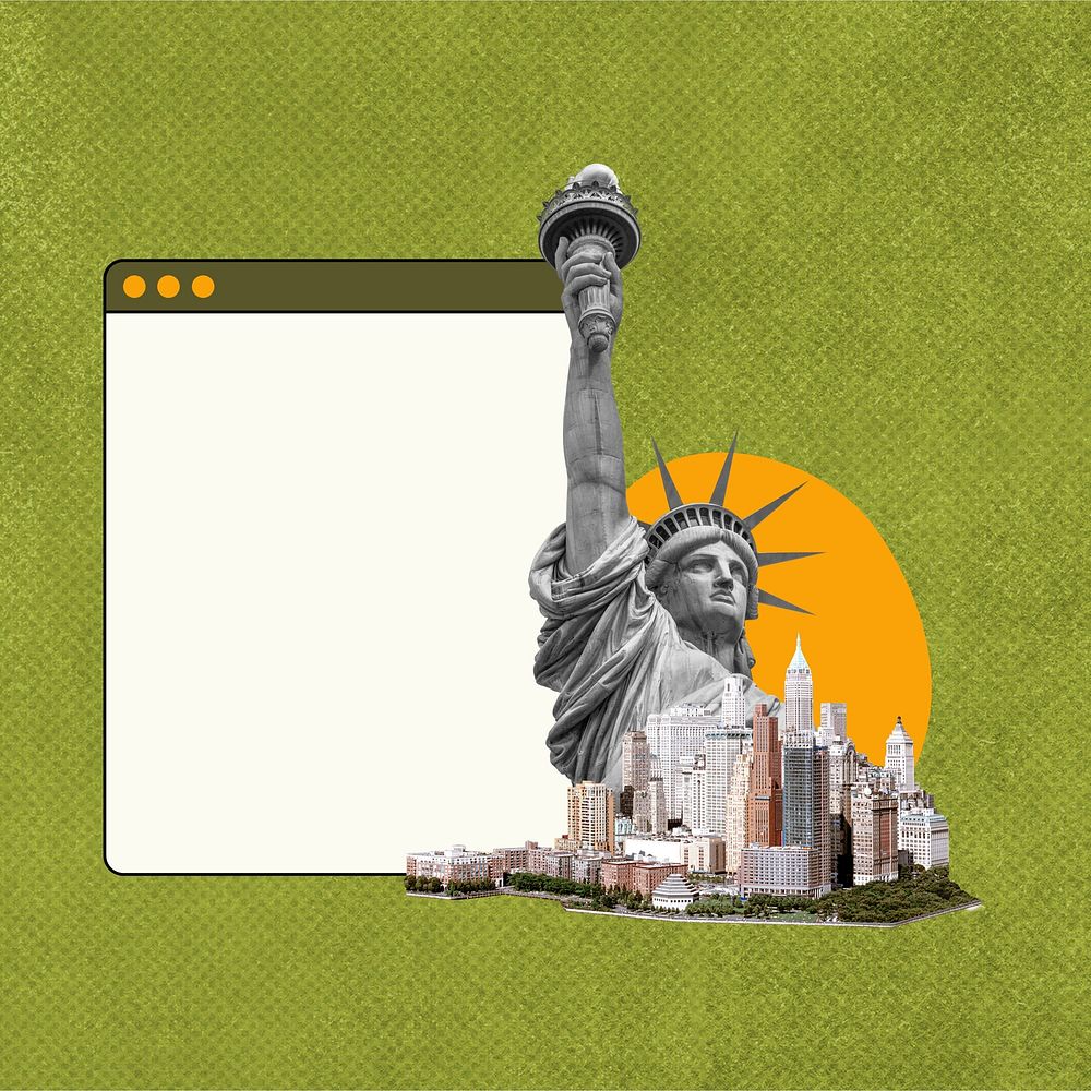 Statue of liberty collage element, green design