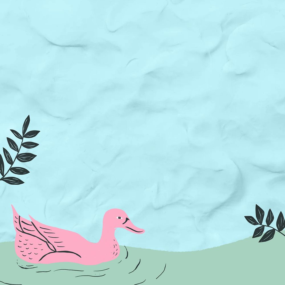 Duck blue border  background, animal illustration