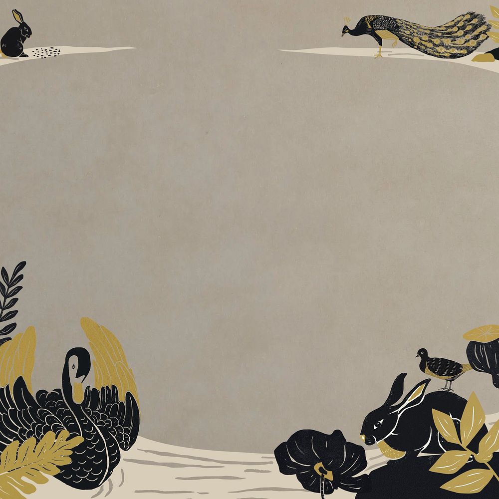 Swan border background,  wildlife illustration