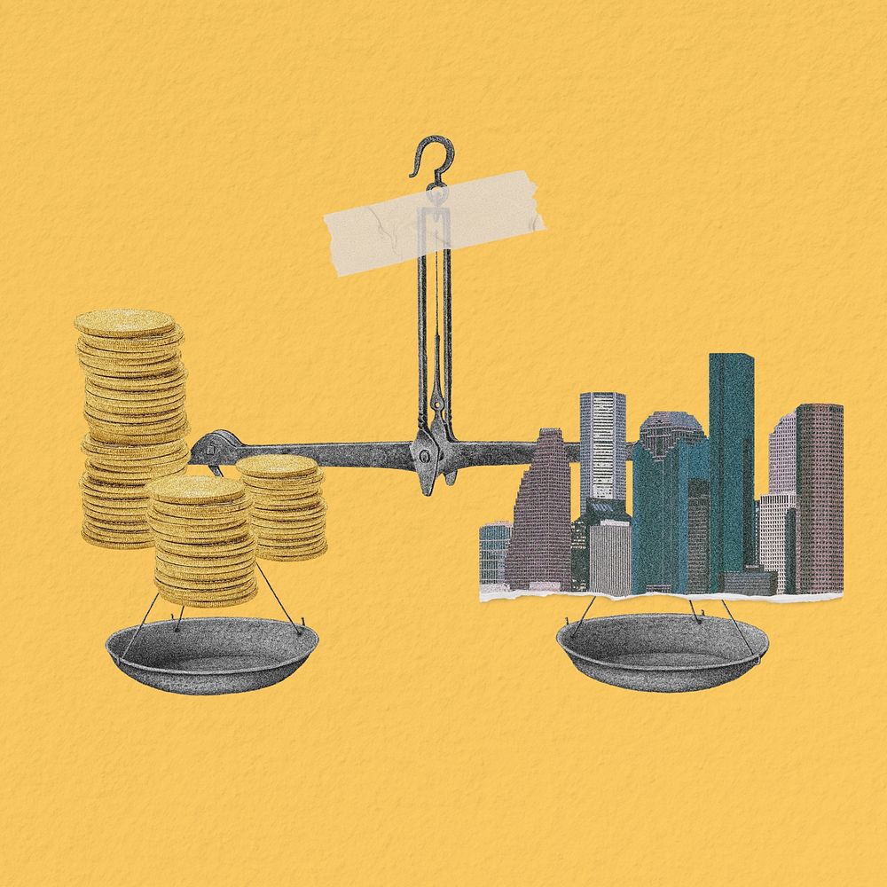 Money & property scale, finance remix design