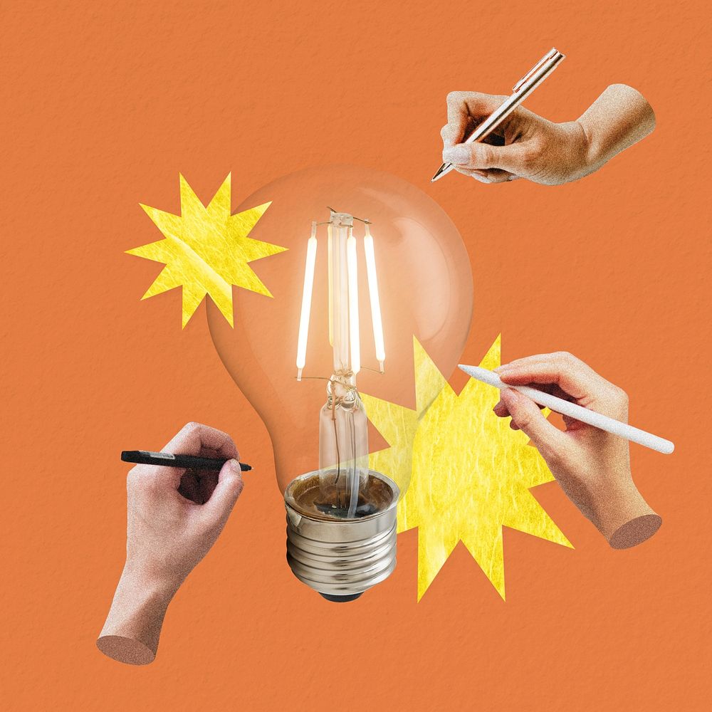 Creative idea solution, light bulb remix design