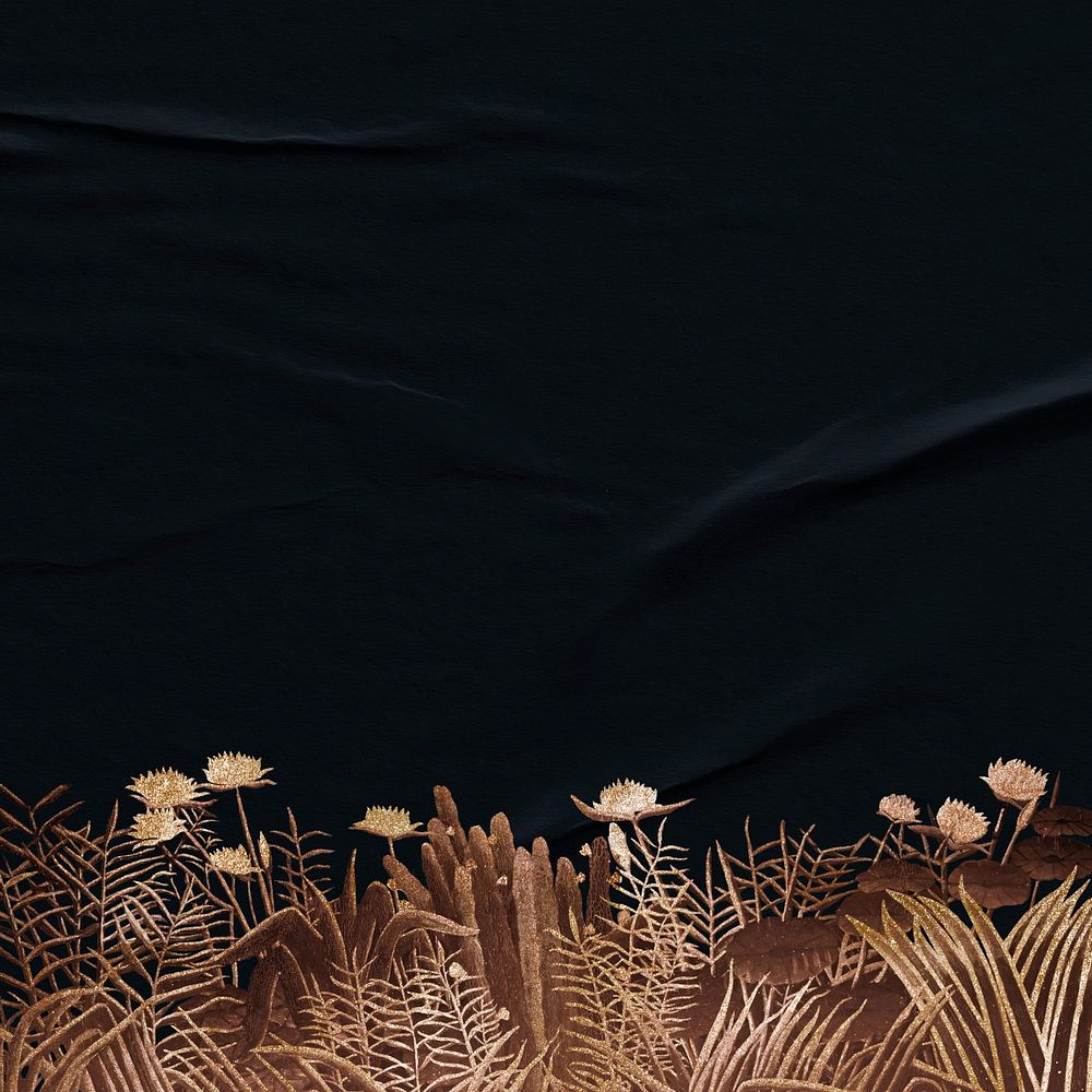 Henri Rousseau's nature black background. Remixed by rawpixel.