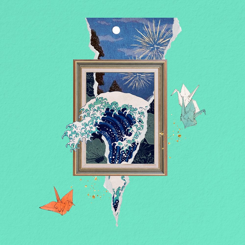 Great Wave off Kanagawa art remix. Remixed by rawpixel.