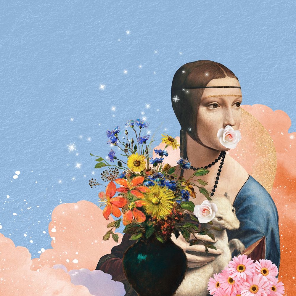 Lady with an Ermine art remix. Remixed by rawpixel.