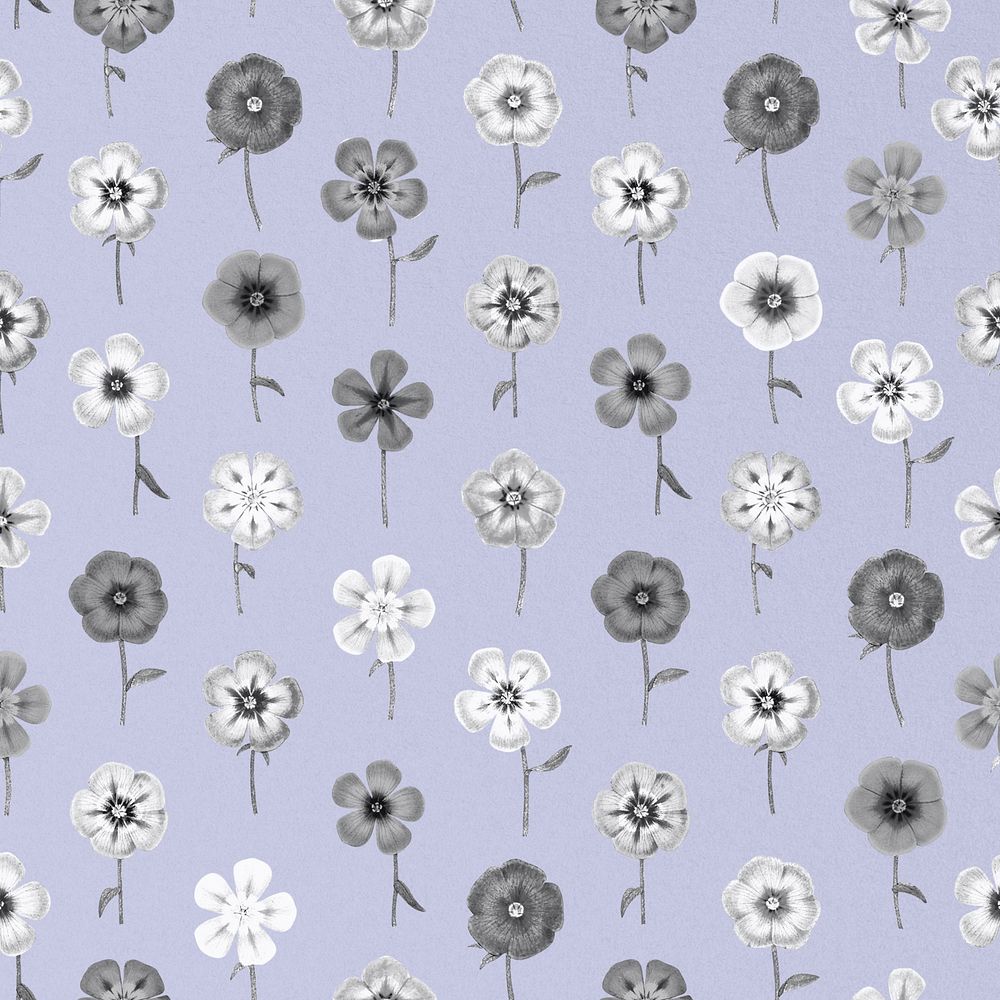 Monotone floral pattern illustration by Pierre Joseph Redouté. Remixed by rawpixel.