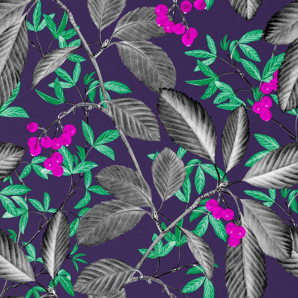 Vintage leaf pattern illustration by Pierre Joseph Redouté. Remixed by rawpixel.