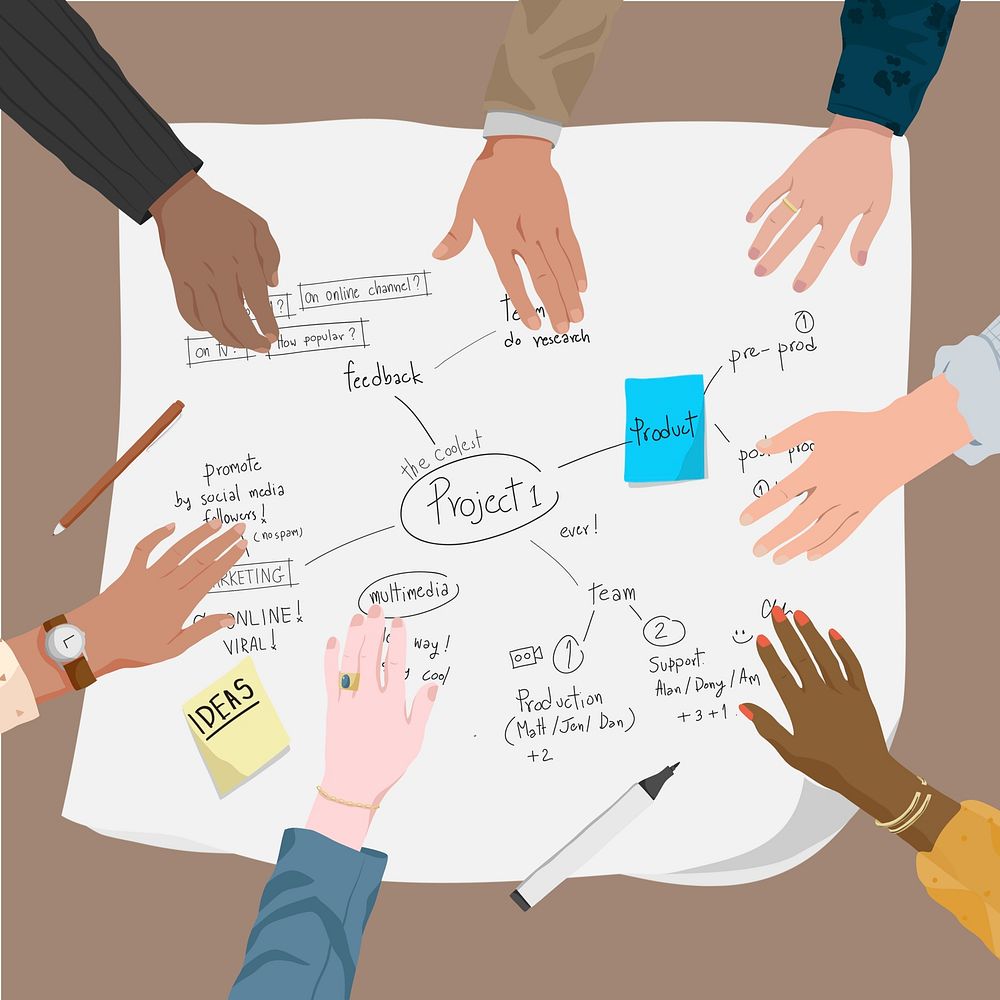 Business plan, brainstorming vector illustration