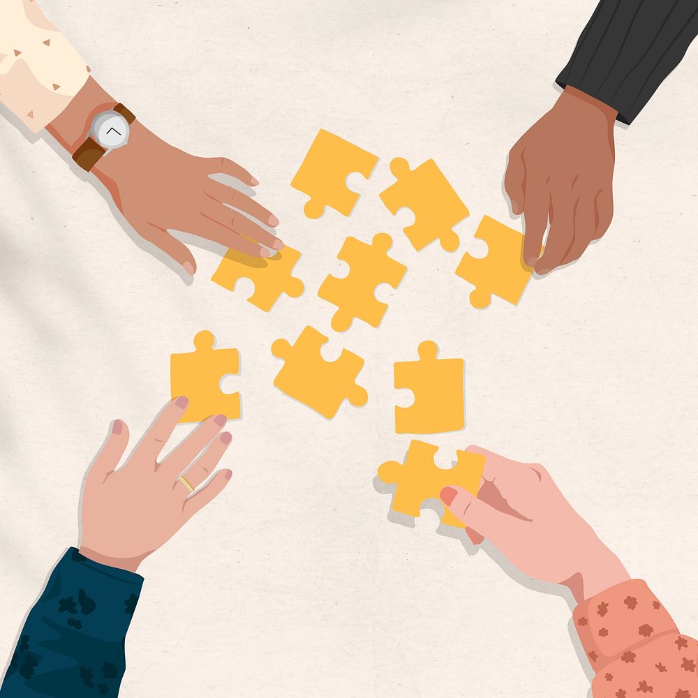 Business connection vector illustration, jigsaw puzzle