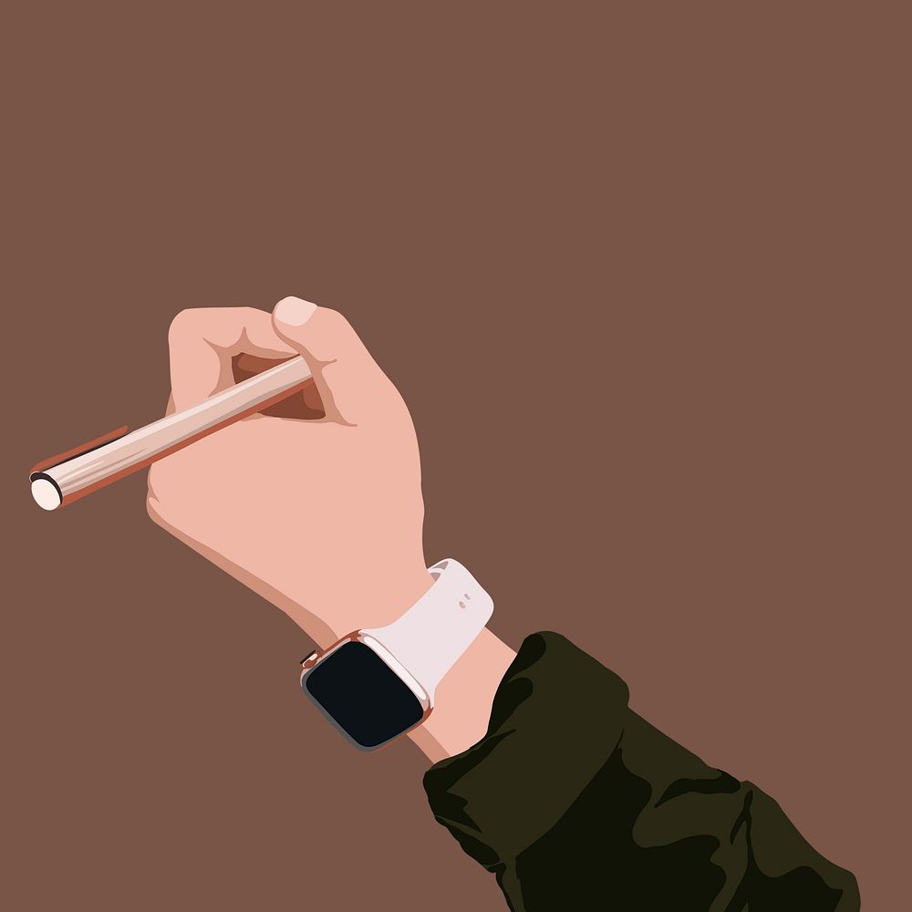 Writer's hand aesthetic vector illustration, hand holding pen