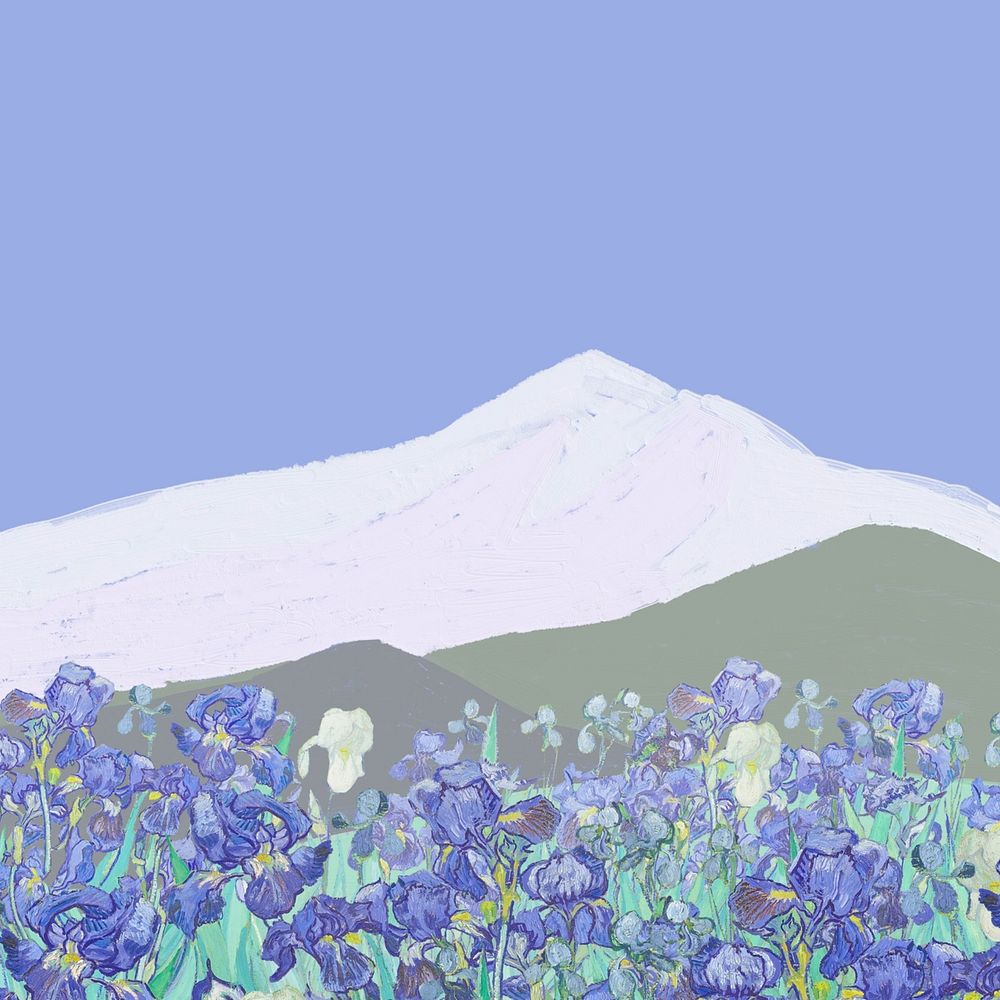 Van Gogh-inspired  irises background, remixed by rawpixel