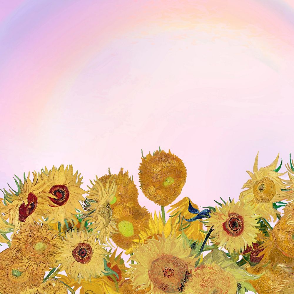 Van Gogh's sunflower pink background, remixed by rawpixel