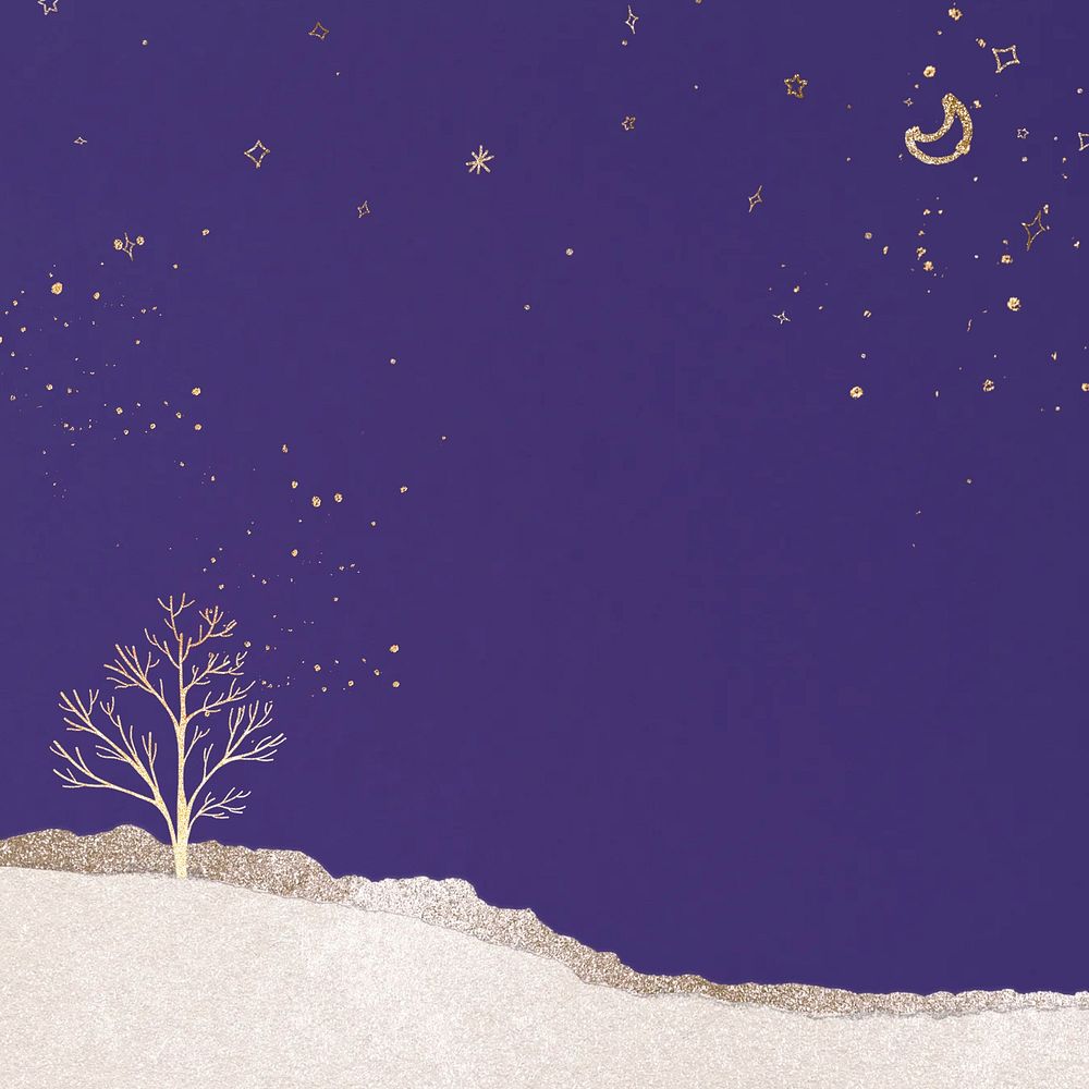 Purple winter landscape illustration background