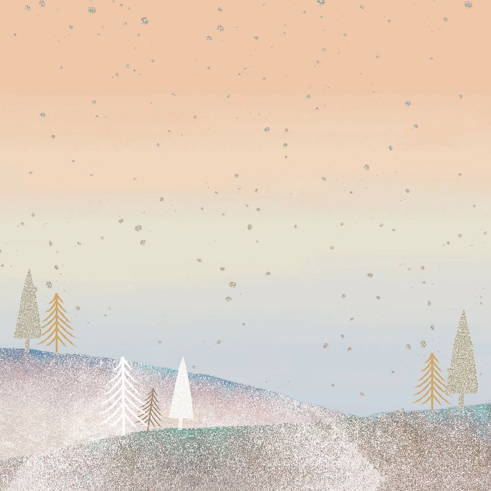 Sunset landscape, Christmas  illustration background