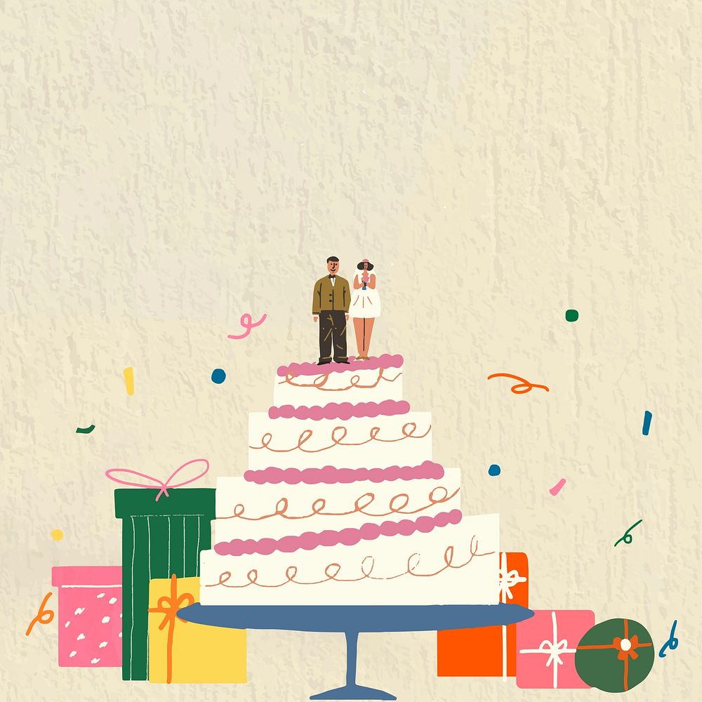 Wedding cake doodle illustration