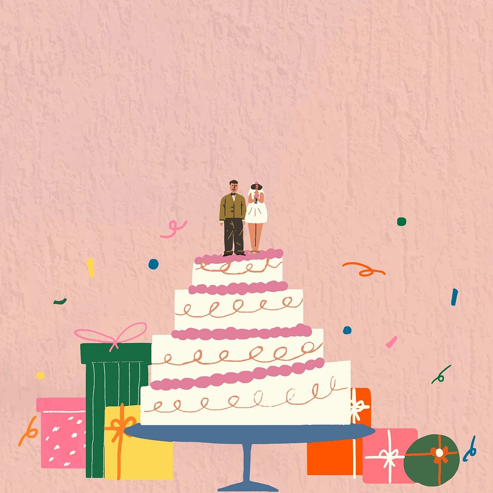 Wedding cake doodle illustration