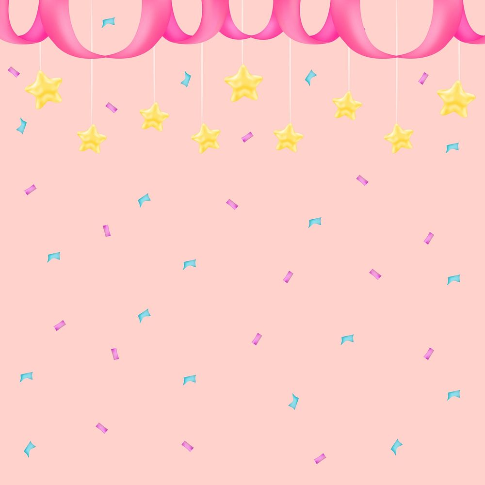 Colorful confetti, pink background design