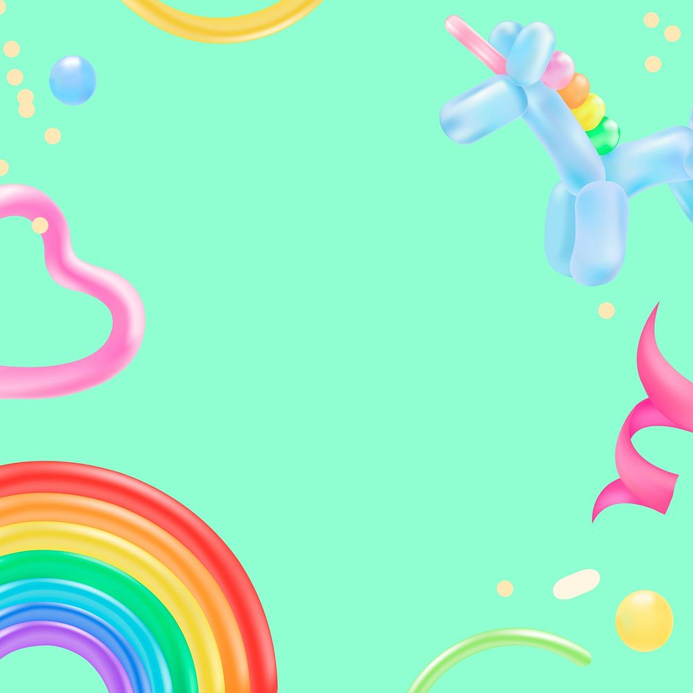 Colorful 3D unicorn balloon, cute party design
