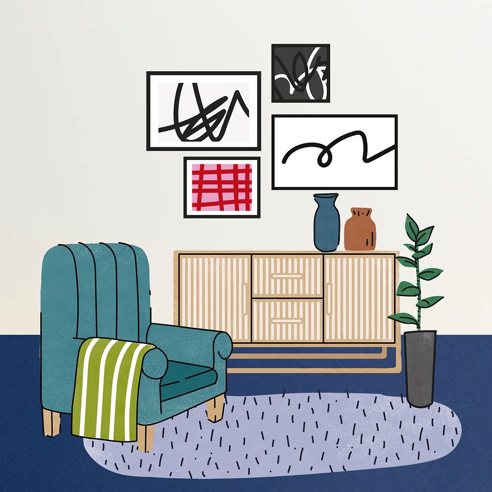 Living room interior illustration