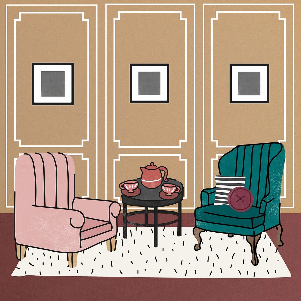 Luxury living room aesthetic illustration