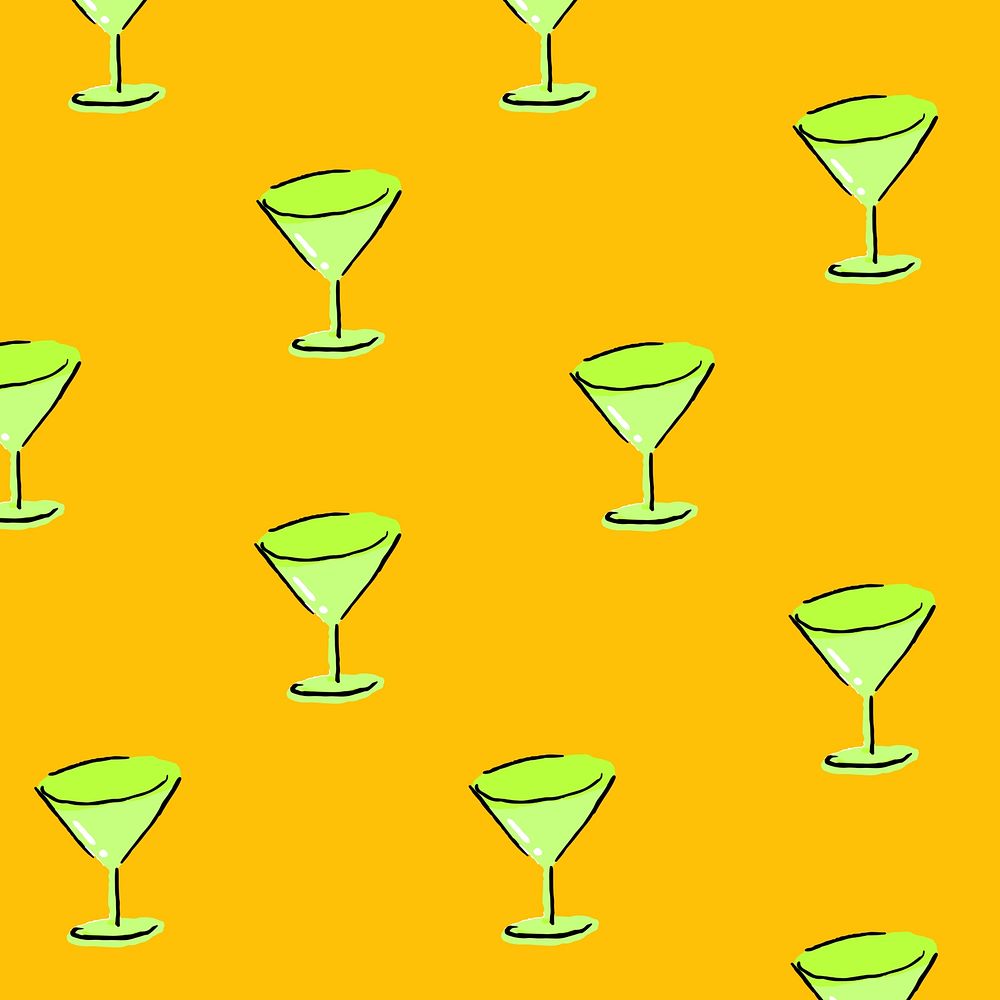 Cocktail glass pattern, orange background design