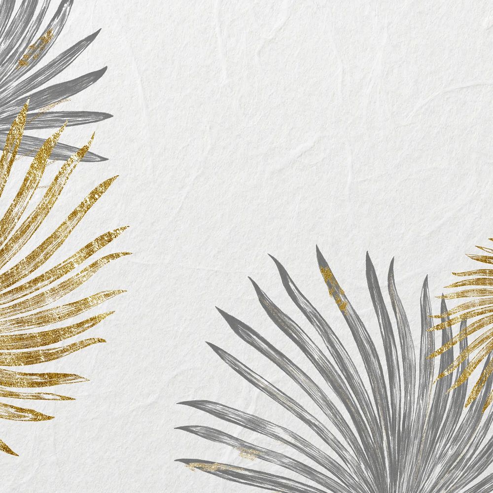 Palm leaf border background, off-white botanical design