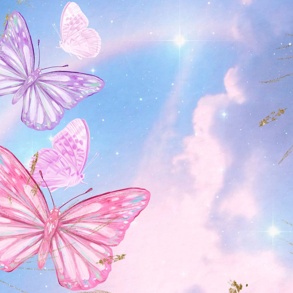 Dreamy butterfly pastel background, aesthetic sky