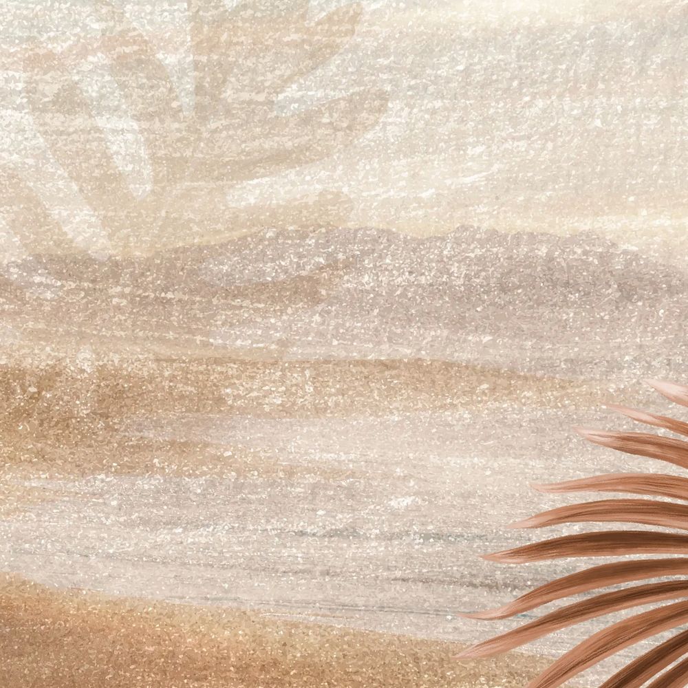 Brown sandstone texture background, palm leaf border
