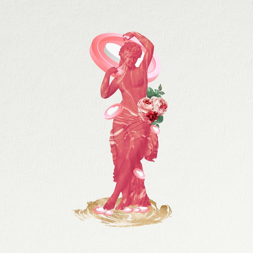 Pink goddess statue collage