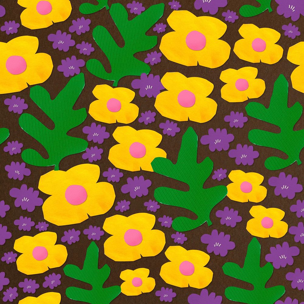 Yellow flower pattern background, paper craft design