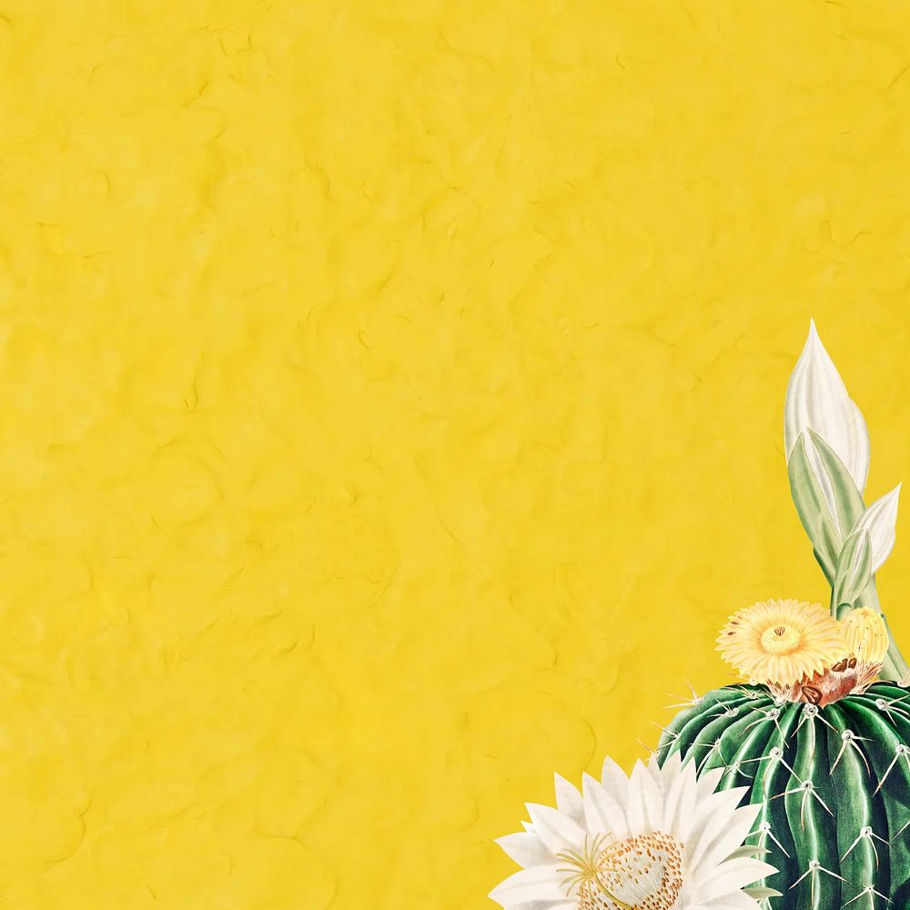 Yellow watercolor cactus background design