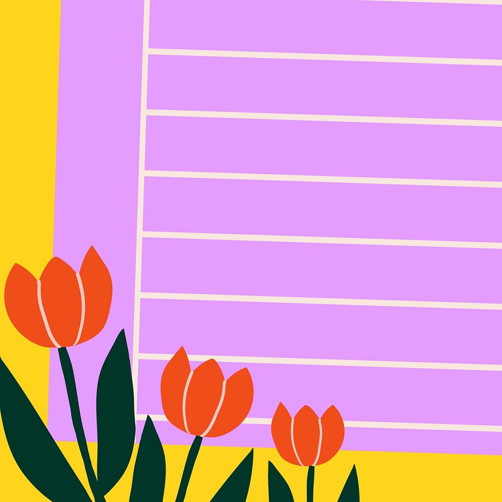 Spring background, tulip flower border frame, instagram post