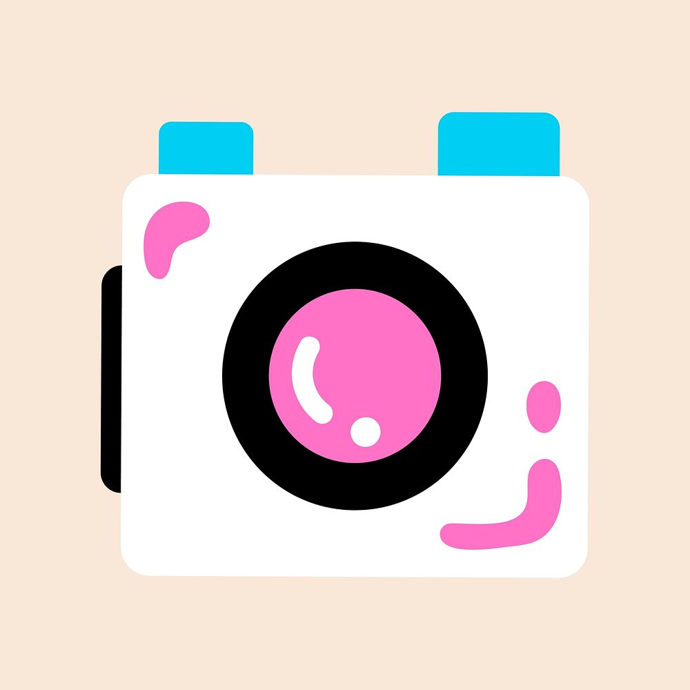 Cute camera, funky collage element, vector