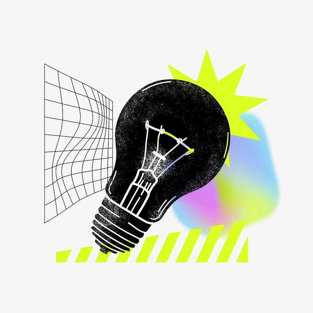 Light bulb, creative collage art