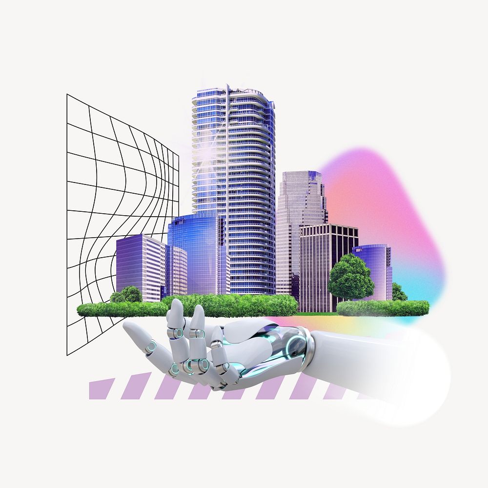 Smart city remix, robot hand image