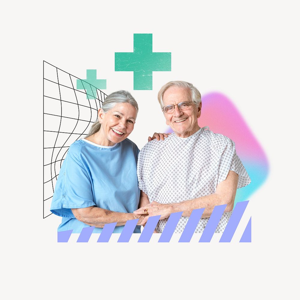 Senior healthcare remix, old couple smiling image