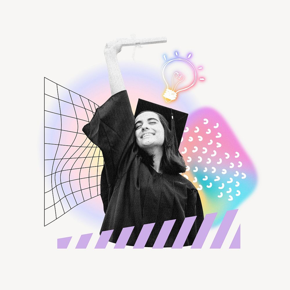 Happy graduate, creative education remix