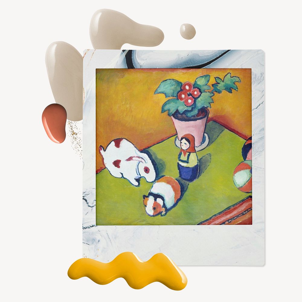 August Macke's Little Walter's Toys instant film frame, Memphis design. Remixed by rawpixel.