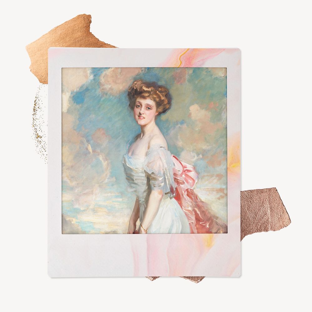 Miss Grace Woodhouse by John Singer Sargent  instant film frame. Remixed by rawpixel.