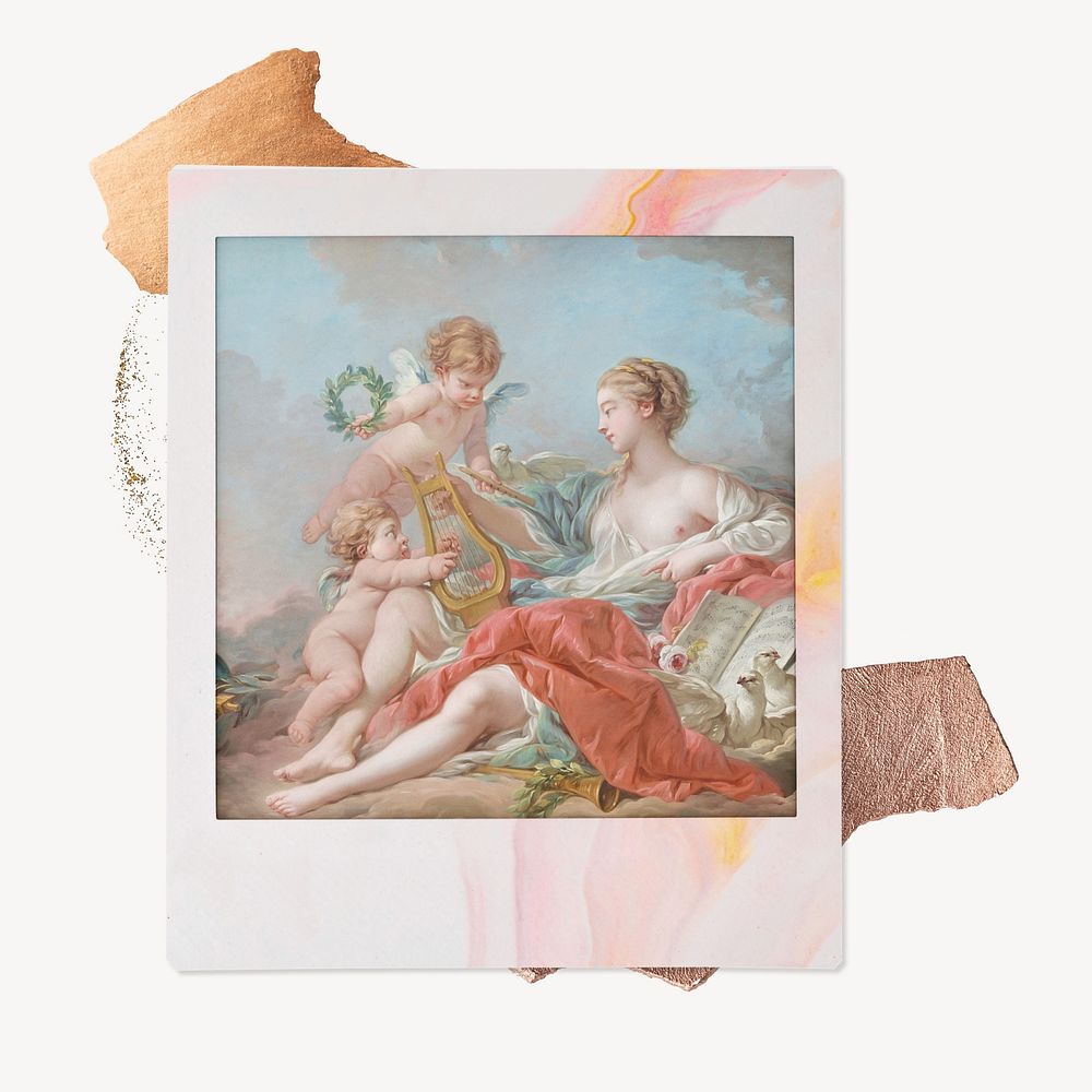Fran&ccedil;ois Boucher's Allegory of Music  instant film frame. Remixed by rawpixel.