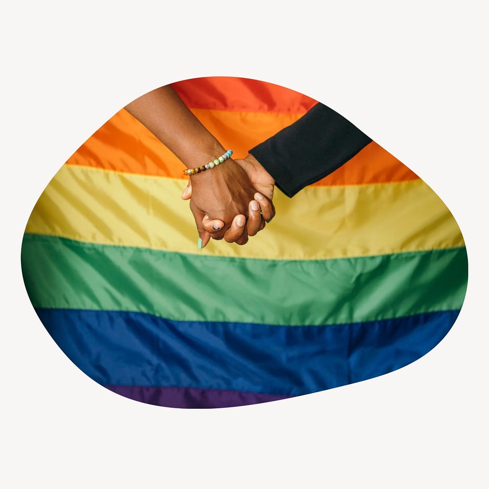 Gay couple, rainbow badge isolated on white background