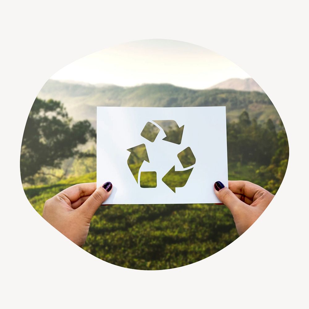 Recycle symbol badge isolated on white background
