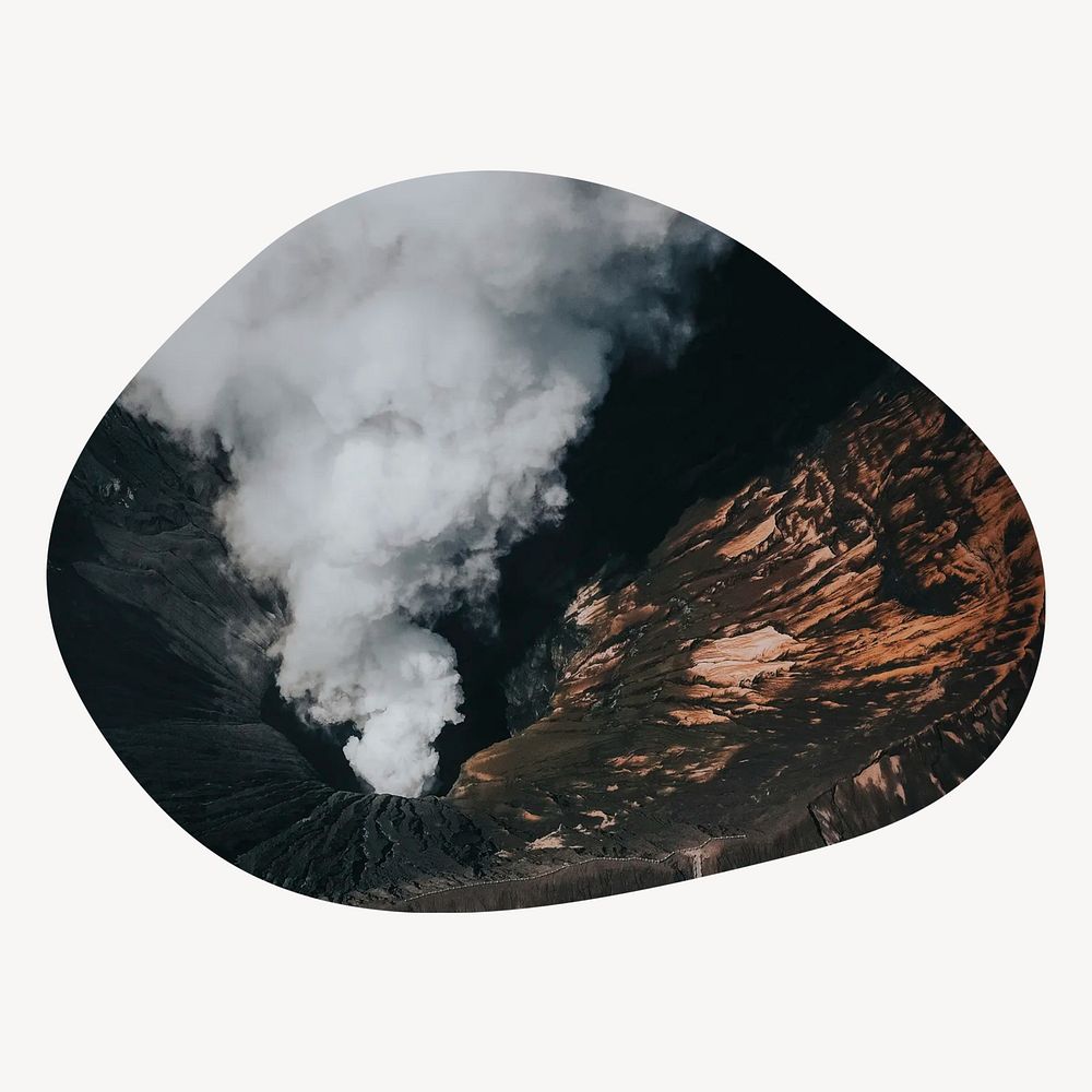Volcano mountain badge isolated on white background